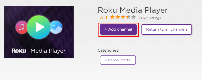 Add Roku Media Player on Roku