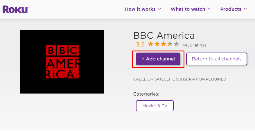 select Add channel to get BBC America
