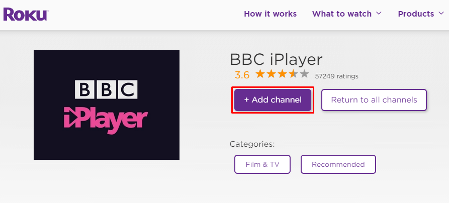 Select Add channel to get BBC iPlayer on Roku