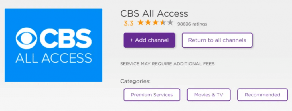 CBS All Access on Roku