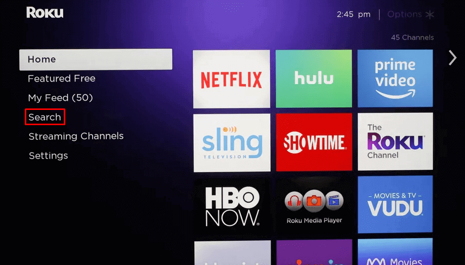 Select Search in Roku