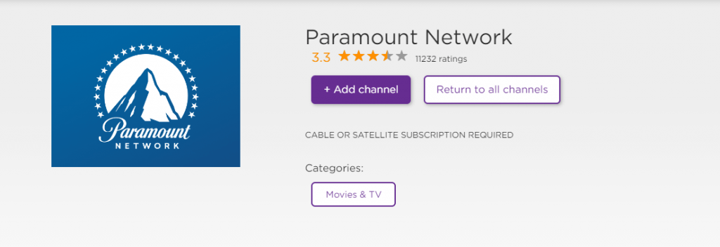 Paramount Network on Roku