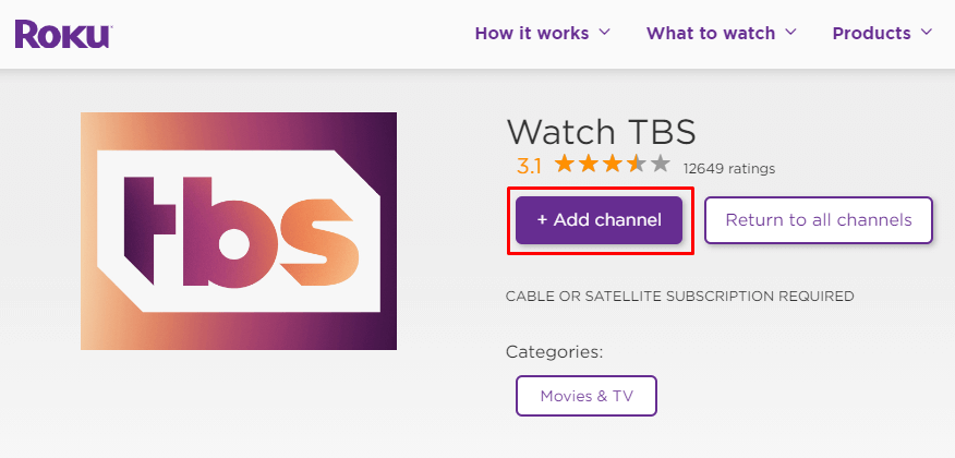 Add TBS channel on Roku