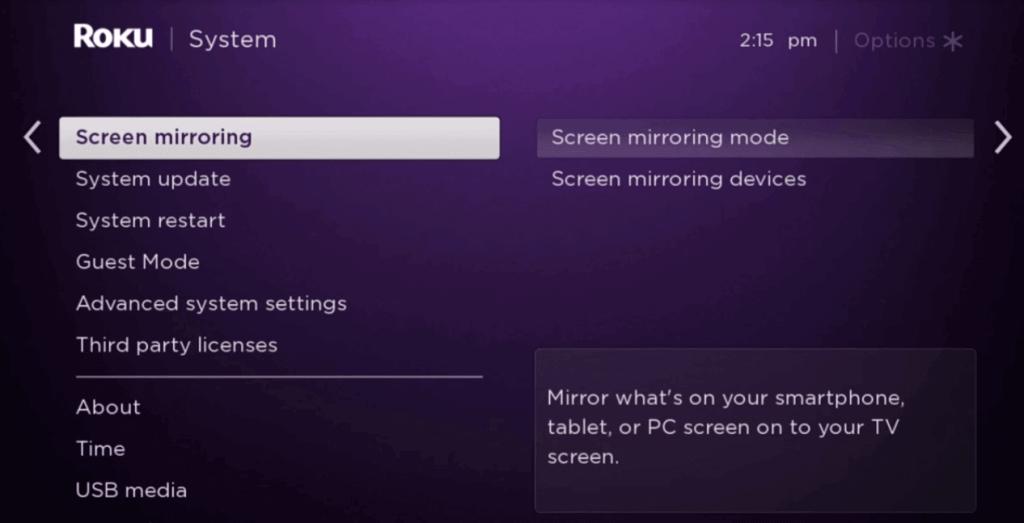  Screen mirroring 