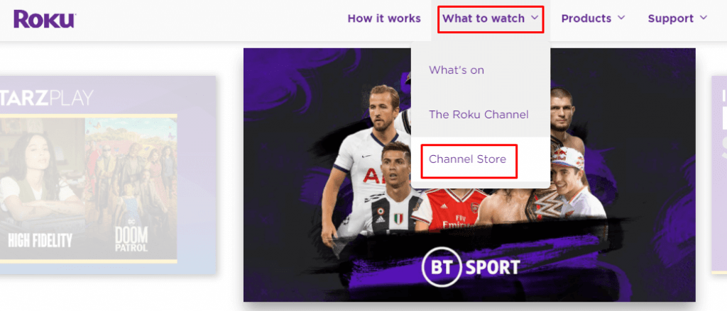 Select channel store -download apps on Roku