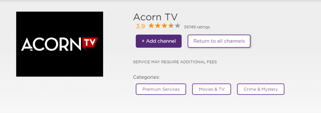 Add Acorn TV on Roku