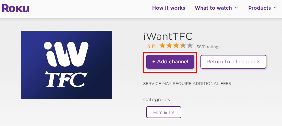 Select Add Channel to get iWantTFC- Filipino Channel on Roku