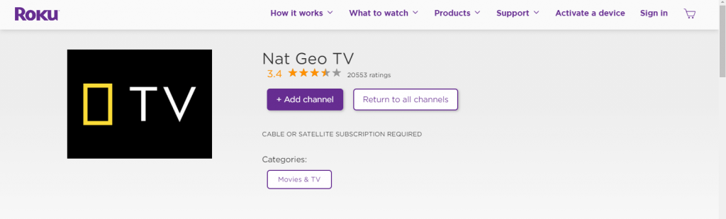National Geographic Channel on Roku