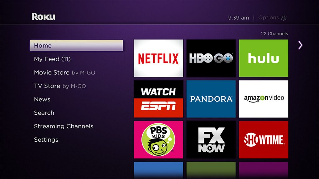 Home Screen - Streaming Channels