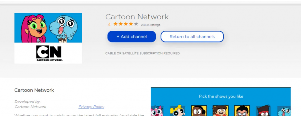 Install Cartoon Network on Roku