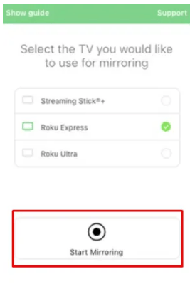 Screen Mirror IMO from iOS to Roku