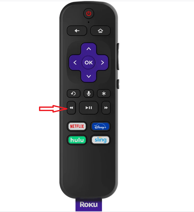 Press the Rewind button to fix the Roku remote not working