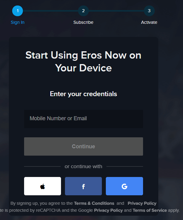 Activate the Eros Now on Roku