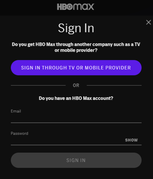 Sign in to HBO Max on Roku