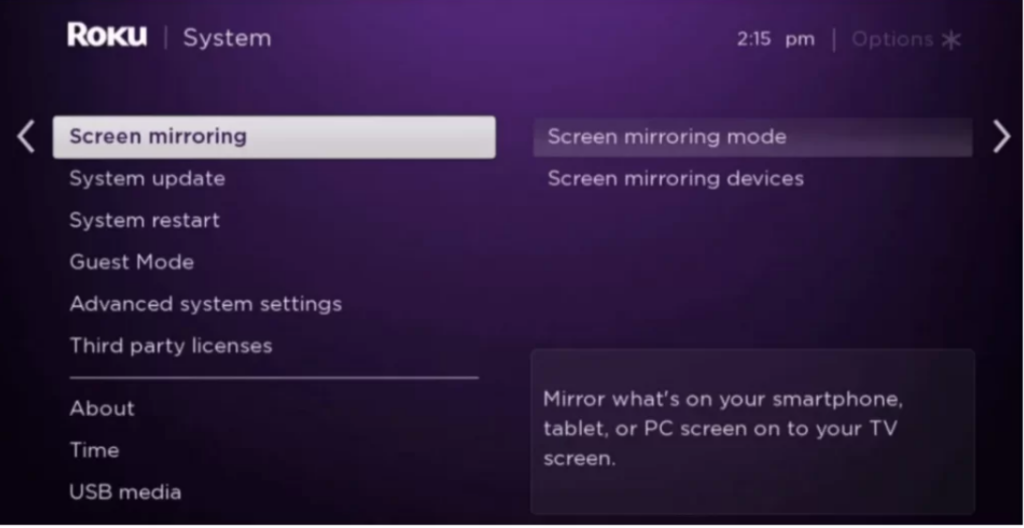 Enable Screen Mirroring 