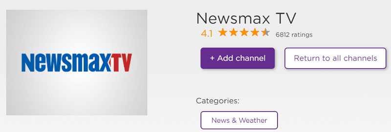 watch NewsMax TV on Roku webpage