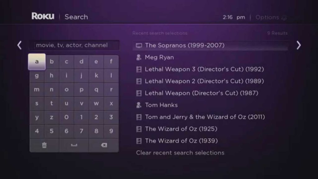 Search option AXS TV on Roku