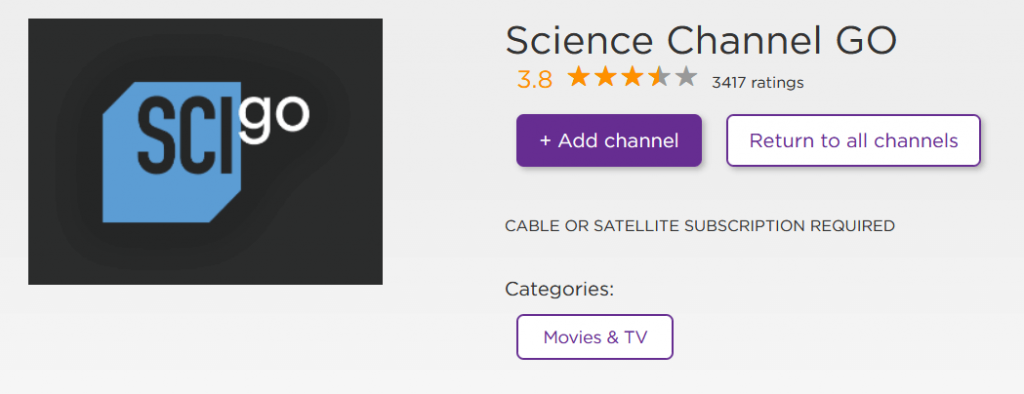 Science Channel GO on Roku