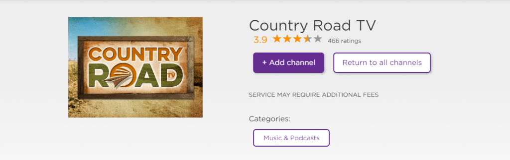 Select Ad Channel to add Country Road TV to Roku.