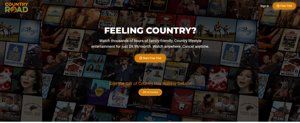 Select Start free trial button to get Country Road TV.