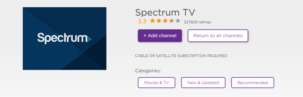Select Add Channel to add Spectrum to watch Decades TV.
