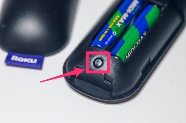 Press and hold the Pairing button to fix the blinking light issue on Roku remote.