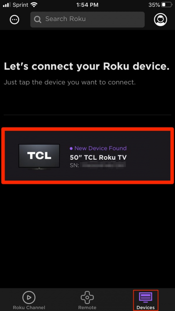 Select your Roku device.