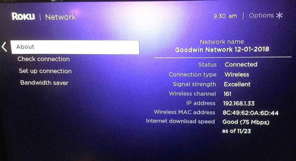 Select Check connection - Roku Won't Connect To Internet