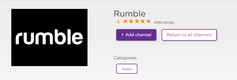 Select Add Channel to add Rumble to Roku.