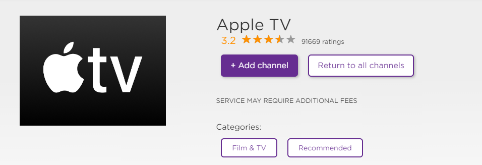 Select Add Channel to add Apple TV to watch Ted Lasso on Roku.