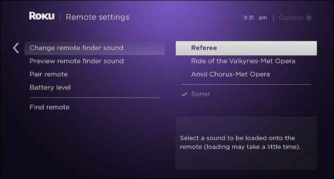 Select Change remote finder sound 