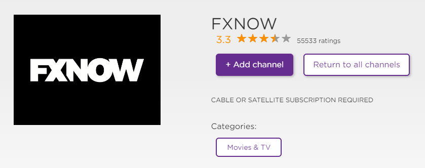 Select Add Channel and stream FX channel on Roku
