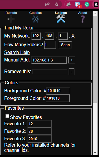 Select Scan Find Roku IP address