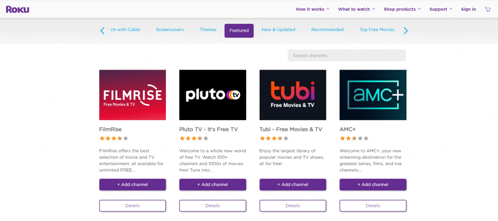 Sign in to Roku Channel Store