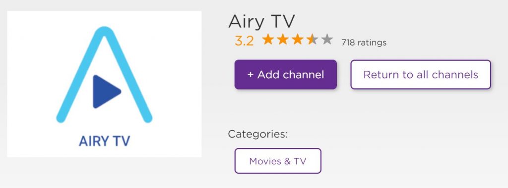 Airy TV on Roku