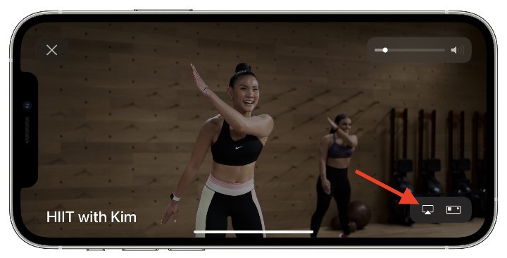 Tap on AirPlay to stream Apple Fitness to Roku