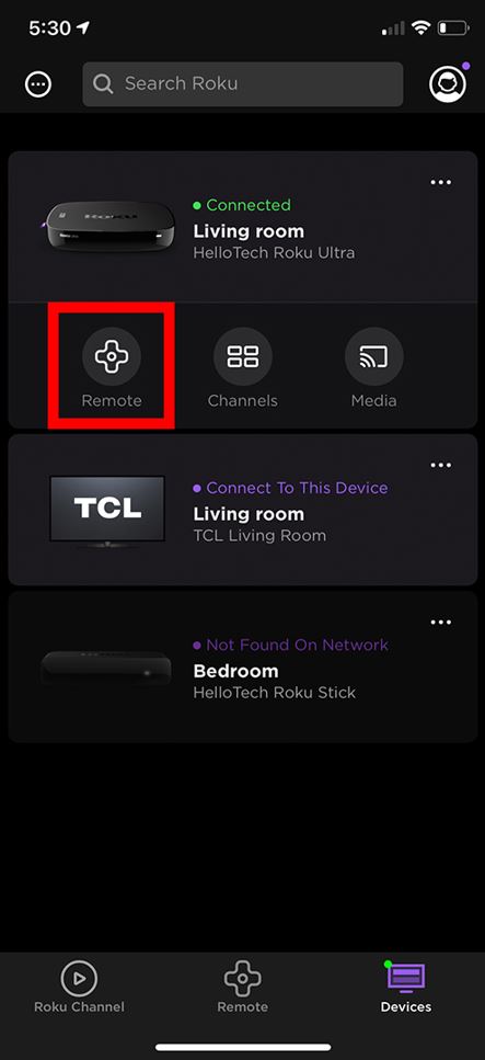 Select the Remote icon