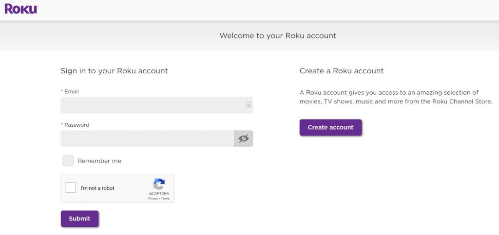 Sign In to your Roku account