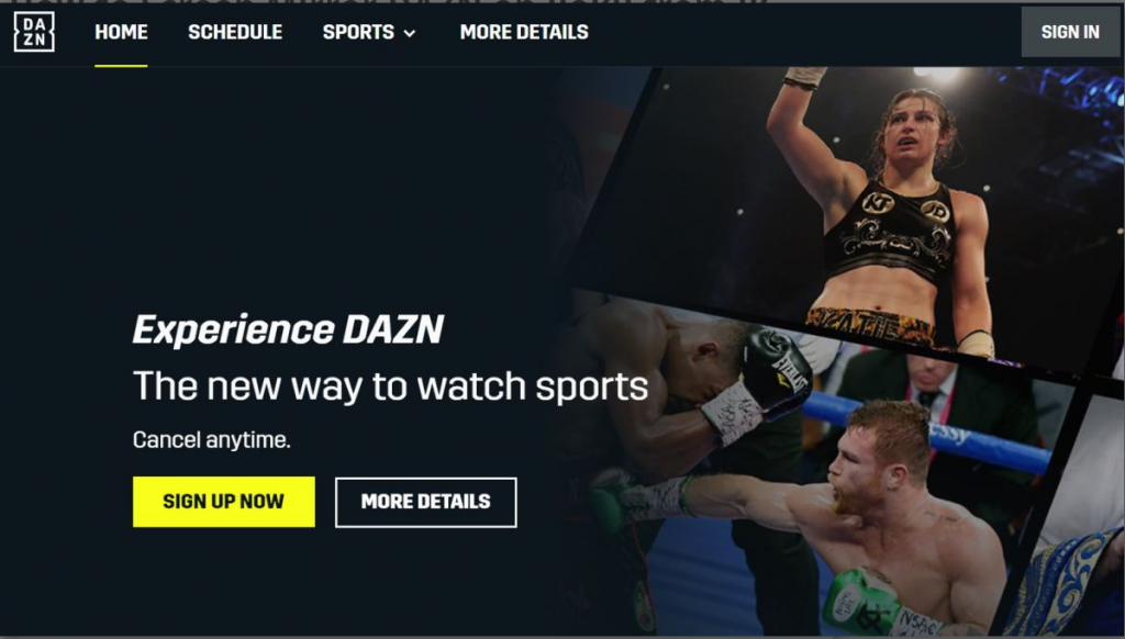 Sign in to DAZN