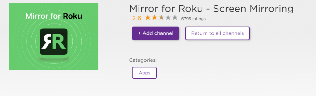 Install Mirror for Roku