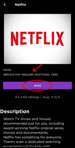 Select the Add button - Add channels on Roku