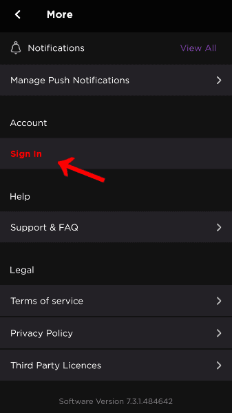 Select the Sign in button