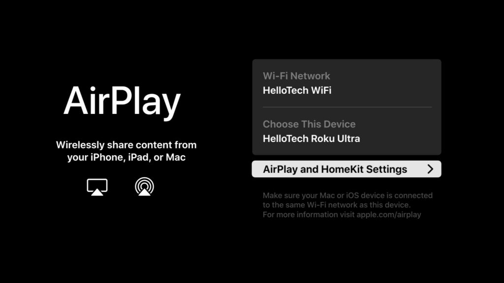 Select Apple AirPlay and HomeKit Settings