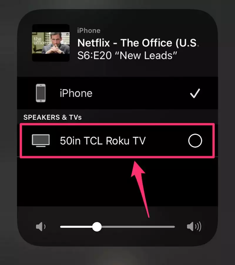 AirPlay on Roku - Select your Roku device