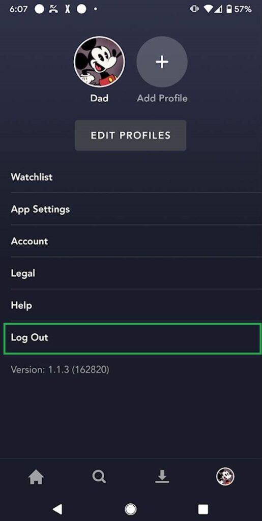 Select Log Out