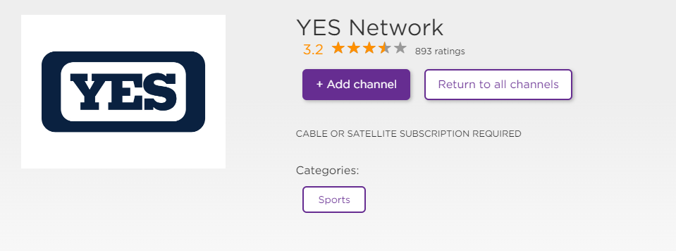 Add YES Network on Roku