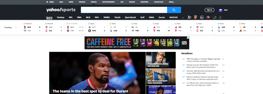Yahoo Sports website