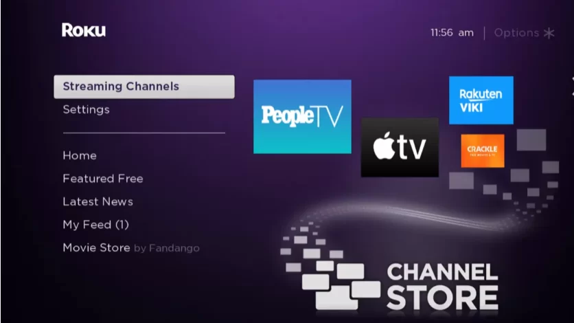 select the streaming channel option from the menu.