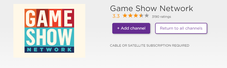 Add Game Show Network on Roku