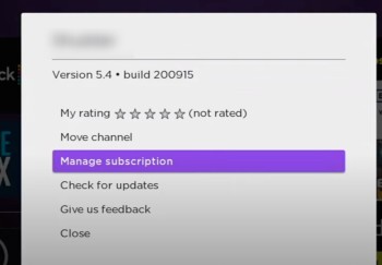 Select Manage Subscription - How to cancel Peacock on Roku